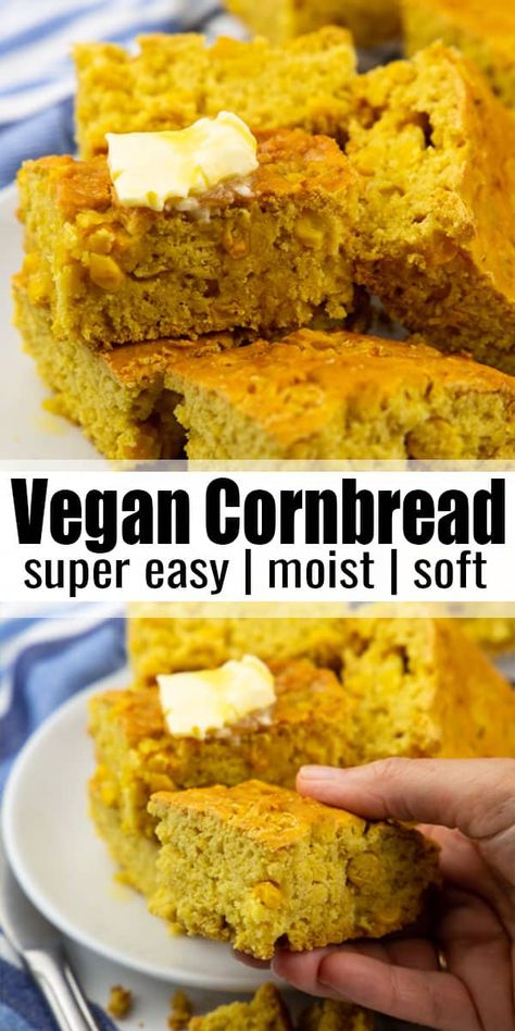 Vegan Cornbread, Vegan Bread Recipe, Sweet Cornbread, Cornbread Recipe, Vegan Thanksgiving, Corn Bread Recipe, Vegan Kitchen, Dairy Products, Vegan Cooking