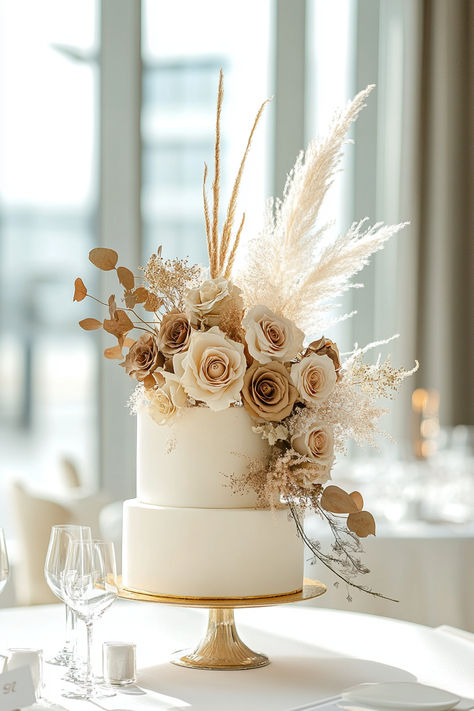 Elevated Boho Wedding, Boho Cake Wedding, Nude Theme Wedding, Boho Cake Table, Nude Color Wedding Theme, Rustic Neutral Wedding, Wedding Cakes Boho, Nude Wedding Theme, Boho Theme Wedding