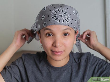 4 Ways to Tie a Bandana - wikiHow Ways To Tie A Bandana, Bandana On Head, Ways To Wear Bandanas, Style A Bandana, Tie A Bandana, Bandana Bracelet, Bandana Hairstyles Short, Biker Bandanas, How To Tie Bandana