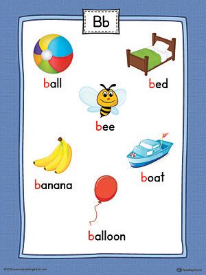 **FREE**Letter B Word List with Illustrations Printable Poster (Color). Use the Letter B Word List with Illustrations Printable Poster to play letter sound activities or display on a classroom wall. Alphabet Words Pictures, Letter B Pictures, B Letter Words, B Words List, Letter A Words, Sound Activities, Color Worksheet, Teacher Wall, Letter B Worksheets