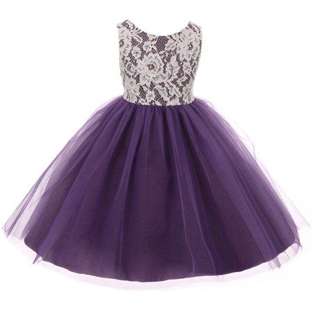 Purple Flower Girls, Purple Flower Girl Dress, Purple Girls Dress, Dress Usa, Easter Flower, America Girl, Lace Wedding Cake, Birthday Flower, Illusion Tulle