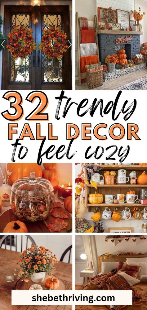 30+ Insanely Cozy Fall Decor Ideas To Feel The Vibes Best Fall Decor, Rae Dunn Fall Display Ideas, Bookcase Fall Decor, Buffet Fall Decor Ideas, Call Decor Ideas, Decorating Shelves For Fall, Apple Fall Decor, Autum Decorations House, Fall Vignettes Decorating Ideas