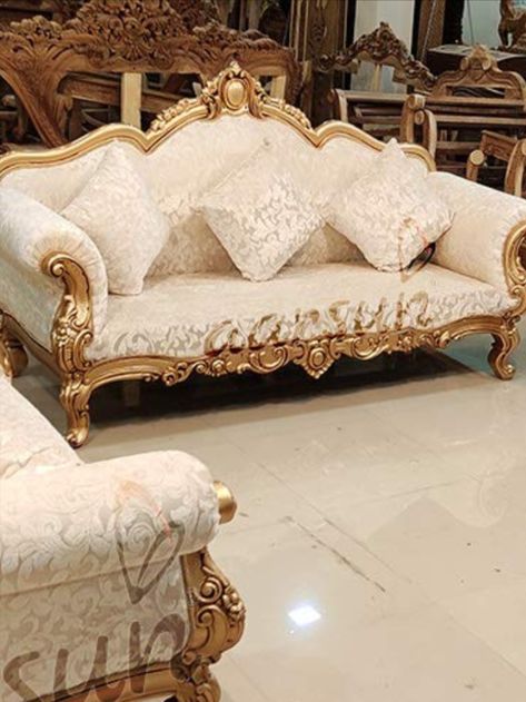 The design goes back to the Victorian era with flora carved on the surface of Premium Quality Teak Wood. The design, the fabric and finish gives the sofa set a premium look that lasts for generations. Shop Now  #HomeDecor #HomeDecorLo #HomeStore #SofaSet #ForLivingRoom Royal Sofa Design, Classic Furniture Living Room, Victorian Sofa, Sofa Design Wood, Luxury Furniture Sofa, Luxury Sofa Design, Wooden Sofa Set Designs, Luxury Living Room Decor, Royal Furniture