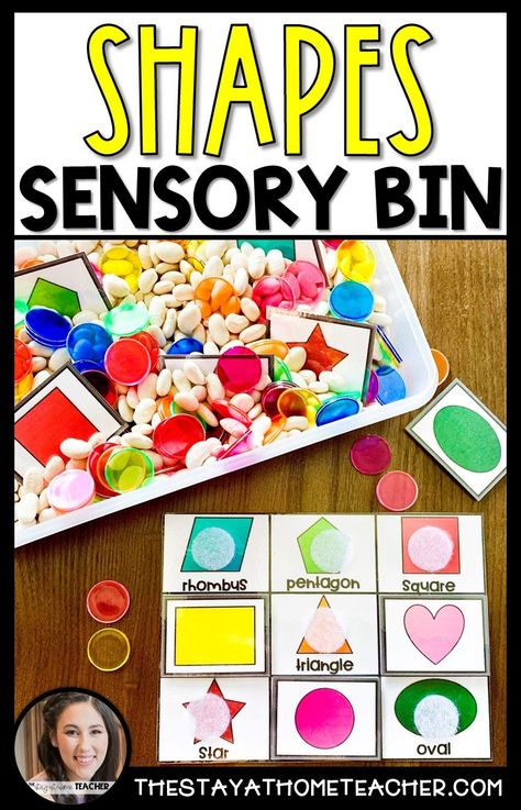 Shapes Sensory Bin, Shape Sensory Bin, Shapes Lessons, Social Emotional Learning Lessons, Infant Sensory Activities, Mathematics Activities, Preschool Planning, Sensory Activities Toddlers, Shapes Preschool