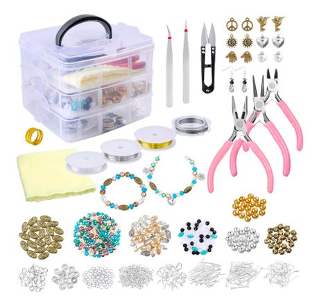 Beading Materials, Metal Stamping Kit, Diy Crafts For Adults, Jewelry Making Kits, Bead Wire, Jewelry Making Kit, Earrings And Rings, Easy Christmas Crafts, Jewelry Kits