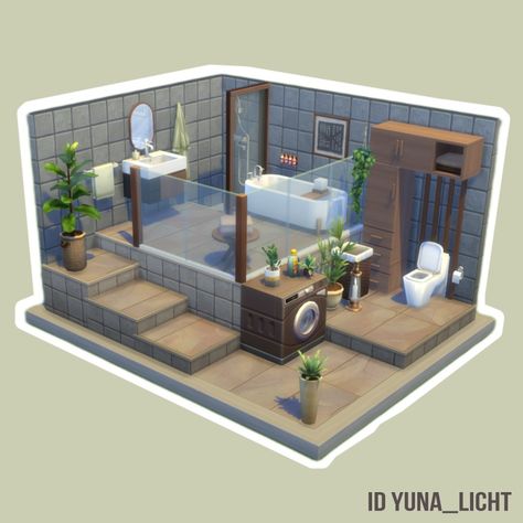 Sims 4 bathroom, without cc. #ts4 #sims4 #sims4bathroom #ts4bathroom Sims 4 Restroom, Sims 4 Eco House Floor Plan, Sims 4 Chicken Coop Ideas, Sims Decoration Ideas, Sims 4 Bathroom Build, Modern Tiny House Sims 4, Sims Small Bathroom, Sims 4 3x3 Bathroom, Sims 4 Houses Without Cc