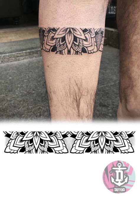 Mandala Bracelet Tattoo Design, Mandala Bracelet Tattoo, Bracelet Tattoo Design, Leg Band Tattoos, Band Tattoos For Men, Tattoo Band, Geometric Mandala Tattoo, Wolf Tattoo Sleeve, Band Tattoos