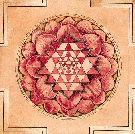 Sri Yantra Meaning | The article explains Sri Chakra (“sacred wheel”) or The Sri Yantra ... Sri Yantra Meaning, Yantra Tattoo, Chakra Tattoo, Tantra Art, Ramana Maharshi, Shri Yantra, Sacred Geometry Symbols, Sacred Geometry Art, Psy Art