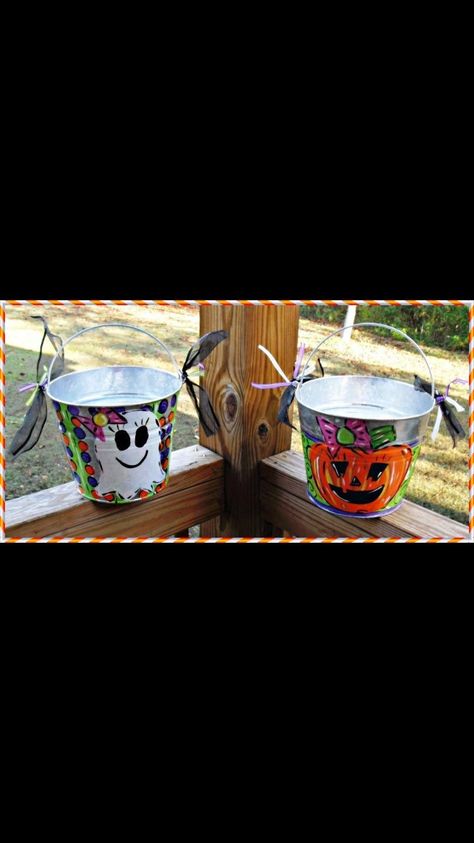 Tin Pails are painted to fit your needs!  Can be customized to match a costume or kept in a general theme!   Also available for everyday occasions as well as Easter Baskets!!  Please Visit & LIKE me on facebook! www.facebook.com/waywardwhimsy Painted Metal Buckets, Trick Or Treat Basket, Painted Buckets, Galvanized Metal Bucket, Metal Buckets, Diy Pineapple, Bucket Ideas, Treat Basket, Reindeer Head