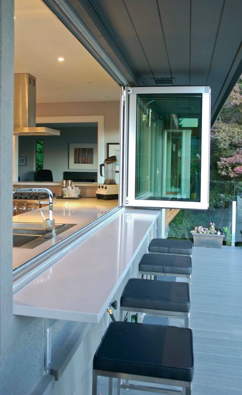 My Houzz: Full-Tilt Reinvention for a 1950s Ranch - Contemporary - Deck - Vancouver - by Heather Merenda | Houzz Kitchen Window Bar, Contemporary Deck, Window Bars, Kitchen Remodeling Projects, Trendy Kitchen, Kitchen Window, Outdoor Kitchen Design, Kitchen Remodel Idea, Luxury Kitchen