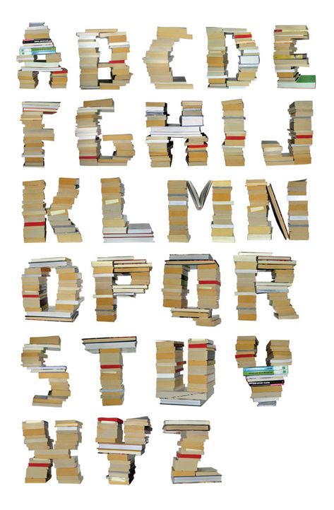 #alphabet #books Books Typography, 3d Tipografi, Book Typography, Calligraphy Doodles, Alphabet Books, Alphabet Photography, Stacked Books, Typography Alphabet, Graffiti Font