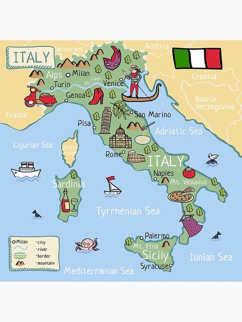 "Italy cartoon map" Photographic Print by Chuen | Redbubble Italy Cartoon, Italia Map, Map Poster Design, Italy For Kids, Cartoon Map, Map Of Italy, Maps For Kids, Great Works Of Art, Italy Map