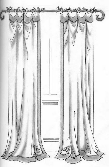 Dawi93 : Hand Drawing - Curtains New Classic Curtains, Drapery Drawing, Rendering Drawing, Drapery Treatments, Art Deco Curtains, Curtain Drawing, Interior Design Classes, Shading Drawing, One Point Perspective