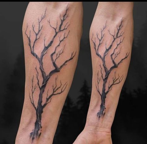 Tree Roots Tattoo Design, Back Side Of Arm Tattoo, Tree Roots Tattoo Arm, Arm Tree Tattoo Men, Tree Branch Arm Tattoo, Tree Roots Tattoo Men, Back Side Forearm Tattoo, Half Tree Tattoo, Tree Branch Tattoo Men