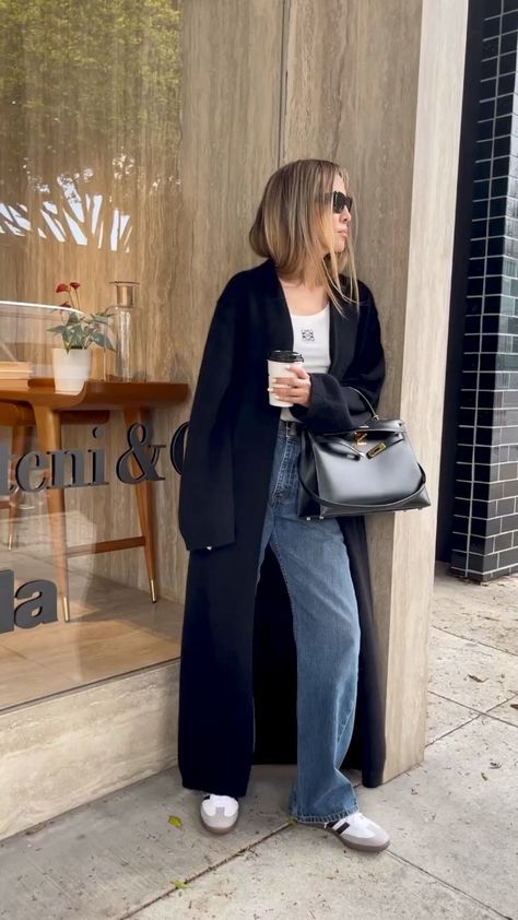 Casual Dress And Cardigan, Long Cardigan Summer Outfit, Casual Long Cardigan Outfit, Long Cardigan Black Outfit, Fall Outfits Long Cardigan, Long Line Cardigan Outfit, Long Knitted Cardigan Outfit, Long Navy Cardigan Outfit, Black Maxi Cardigan Outfit