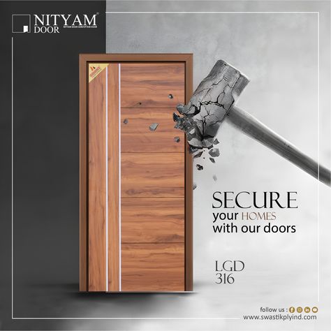 Experience the perfect blend of timeless craftsmanship and modern technology with the LGD 316 series by @nityam_door. Our wooden doors not only impress but also secure your homes. This door will impress you and your guests. #nityamdoor #doormanufacturer #door #doorsofinstagram #woodworking #manufacture #doordesign #doorartwork #mumbai #india Door Catalog Design, Door Creative Ads, Door Poster Design, Log Furniture Tools, Instagram Grid Layout, Veneer Door, Door Poster, Door Images, Social Media Branding Design