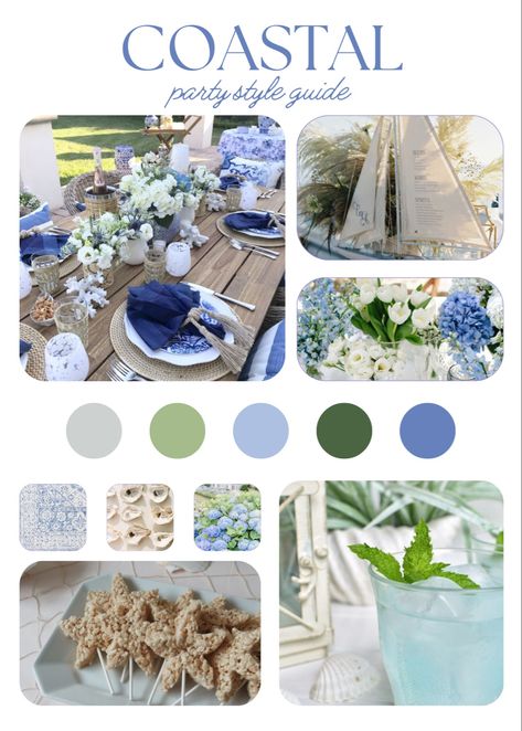 Hamptons Theme Party Decor, Coastal Grandmother Party Decor, Coastal Birthday Party Decorations, Coastal Party Aesthetic, Hamptons Party Decor, Hamptons Party Theme, Coastal Grandmother Bridal Party, Coastal Theme Party Decor, Cape Cod Bridal Shower Ideas