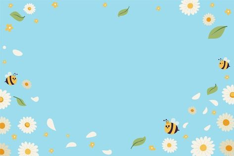 Free vector flat spring background with ... | Free Vector #Freepik #freevector #spring-wallpaper #springtime #flat-floral #spring-season Bee Wallpaper, Background Desktop, Cute Vector, Slide Background, Background Powerpoint, Spring Flats, Spring Kids, Spring Background, Wallpaper Cute