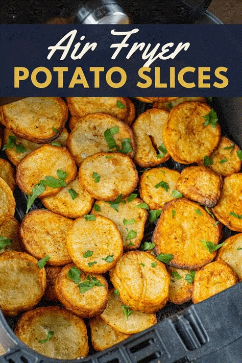 Air Fryer Potato Slices have crispy edges and fluffy middles. It only takes 10 minutes to prep and 25 minutes to cook. They are the perfect side dish for roasted chicken or burgers. These make for an easy dinner. Dinner Vegetable Sides, Quick Side Dishes For Dinner, Easy Sides For Dinner, Easy Side Dishes For Dinner, Air Fryer Potato Chips, Side Dishes For Dinner, Air Fry Potatoes, Air Fryer Potato, Air Fryer Potatoes