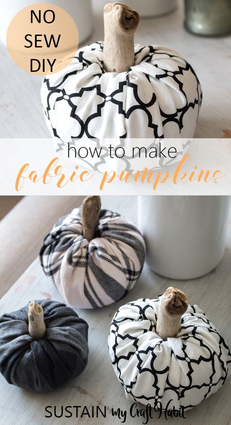 Fabric Pumpkins No Sew, Pumpkin Easy, Fabric Crafts Diy, Foam Pumpkins, Crochet Easy, Scrap Fabric, Autumn Crafts, Fabric Pumpkins, Diy Pumpkin