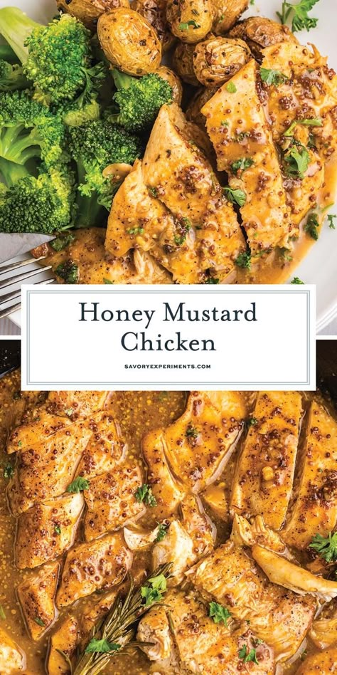 This flavorful Honey Mustard Chicken is an amazing option. Made in one pan, this recipe comes together quickly with pantry ingredients. Honey Mustard Chicken Breast, Easy Honey Mustard, Mustard Chicken Breast, Honey Mustard Chicken Recipes, Easy Baked Chicken Breast, Mustard Chicken Recipes, Oven Roasted Asparagus, Baked Chicken Recipes Easy, Meatless Main Dishes