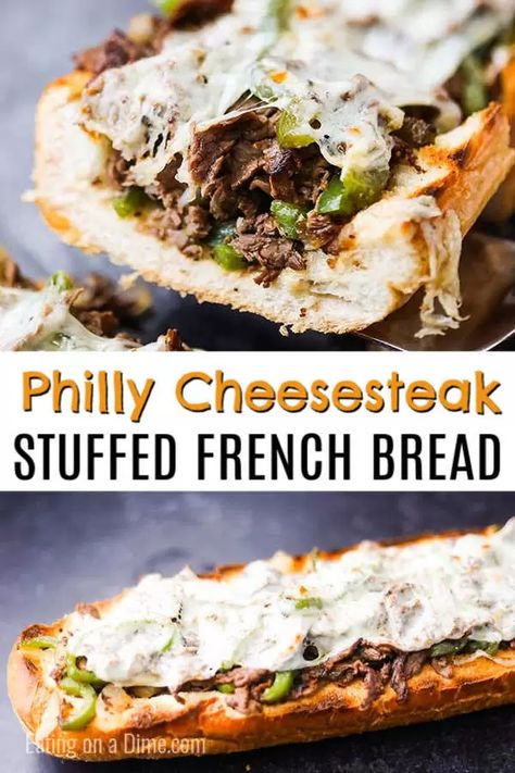 Cheesesteak Bread, Bread Meals, Stuffed French Bread, Recipes Sandwiches, Sweet Potato Fries Baked, French Bread Recipe, French Bread Pizza, Cheese Steak Sandwich, Cheese Steak