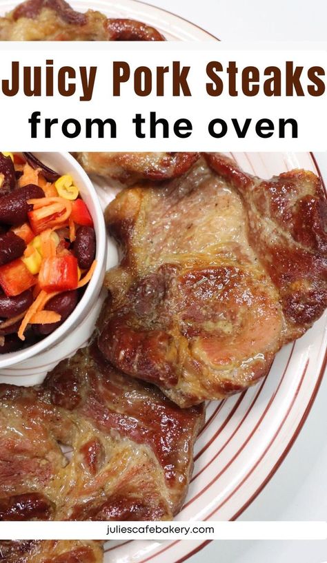 Oven Grilled Pork Steaks Oven Steaks, Pork Steaks In The Oven, Pork Steak Oven, Steaks In The Oven, Pork Steak Recipes, Baked Steak Recipes, Baked Pork Steak, Oven Baked Steak, Grilled Pork Steaks