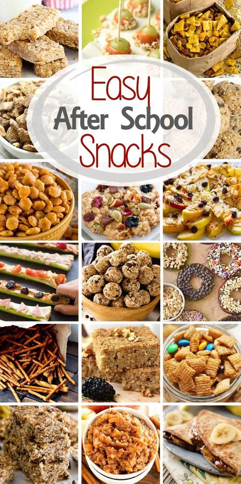 Are you looking for tasty, easy after school snacks that your kids will love? Today I've rounded up after school snack ideas including everything from snack bars and snack mix to popsicles and veggie pizza! You'll have plenty of snacks for after school now! Snacks For After School, Easy School Snacks, Easy After School Snacks, After School Snack Ideas, School Snack Ideas, School Snacks For Kids, Resepi Biskut, Healthy School Snacks, Easy Snacks For Kids