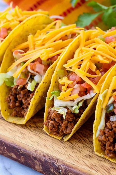 Taco Recipes Ground Beef, Taco Recipes Mexican, Beef Tacos Recipes, Tacos Mexicanos, Taco Meat Recipes, Taco Dinner, Del Taco, Beef Taco, Ground Beef Tacos