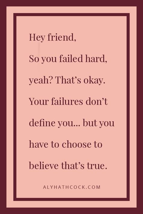 Feeling like failure is not an option? How you define your life is determined by how you view failure and success. Here’s some motivation and inspiration to help you overcome your fear of failure at life and dealing with failure when it happens. Overcoming failure means choosing to define failure as the springboard to success and not staying down when it tears you down. #overcomingfailure #successmindset #definingfailure #feelinglikeafailure #success How To Deal With Failure, Dealing With Failure, How To Overcome Failure, Accept Failure As Part Of The Process, I’m A Total Failure, Failure Is Not An Option, Overcome Fear Of Failure, Female Entrepreneurship, Success Is Going From Failure To Failure