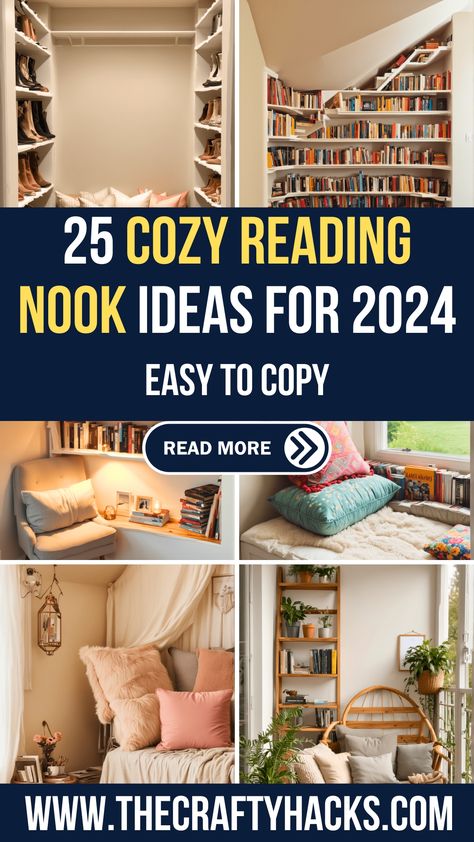 25 Cozy Reading Nook Ideas – The Crafty Hacks Small Book Nook Ideas, Corner Reading Nook Living Room, Bedroom Reading Nook Cozy Corner, Book Reading Room, Small Reading Nook Cozy Corner, Reading Nook Ideas For Adults, Home Library Diy, Bookshelves Office, Reading Nook Living Room