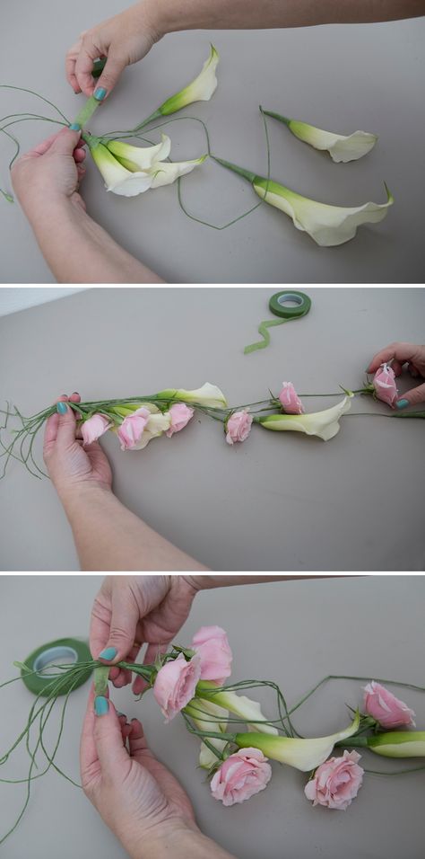 These DIY wearable wedding flowers are stunning! Wearable Flowers, Wholesale Flowers Wedding, Mini Calla Lilies, Hypericum Berries, Berry Garland, Casablanca Bridal, Flower Company, Diy Brides, Wholesale Flowers