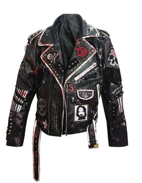 Spiked Jacket, Styl Emo, Punk People, Rocker Fashion, Punk Leather Jacket, Steampunk Jacket, Gothic Jackets, Patch Jacket, Studded Leather Jacket