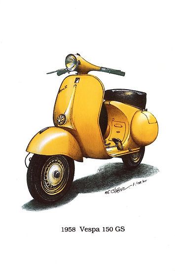 Vespa Drawing, Scooter Drawing, Vespa Illustration, Pink Scooter, Vespa Art, Vespa 150, Scooters Vespa, Vintage Vespa, Vespa Vintage