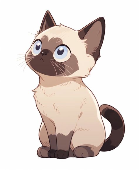 A cute siamese cat sticker Aesthetic Cat, Cat Aesthetic, Cat Drawing, Cute Cat, Blue, Art