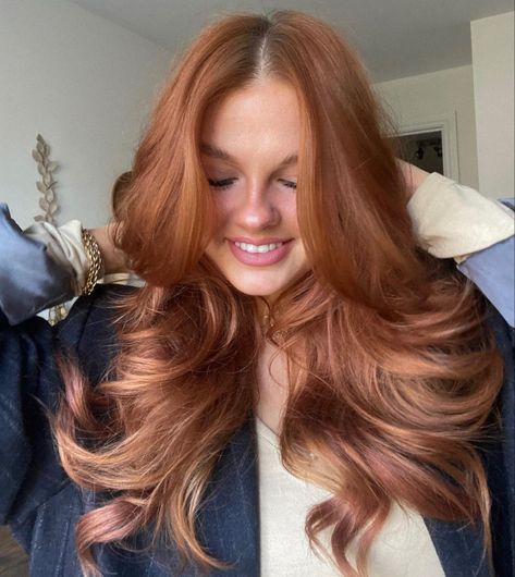 Kristin Ess Hair Gloss Copper Penny, Annabelle Joy Hooper Hair, Golden Copper Hair, Hairstyle For Beginners, Ginger Hair Dyed, Cowboy Copper Hair, Cowboy Copper, 5 Minute Hairstyles, Hair Gloss