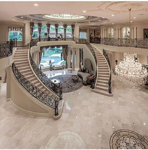 Mediterranean Mansion, Interior Design Colleges, Double Staircase, Mediterranean Interior, Dream Mansion, Interior House Colors, Mediterranean Decor, Hippie Home Decor, Perfect Bedroom