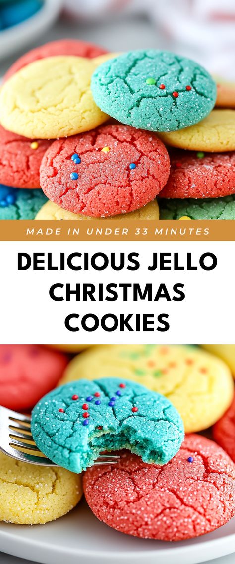 Image for Delicious Jello Christmas Cookies Christmas Jelly Cookies, Jello Christmas Cookies, Jello Cookies Christmas, Cookies Made With Jello, Jello Sugar Cookies, Colorful Christmas Cookies, Christmas Jello Balls, Christmas Cookies For Kids, Jello Cookies Recipe