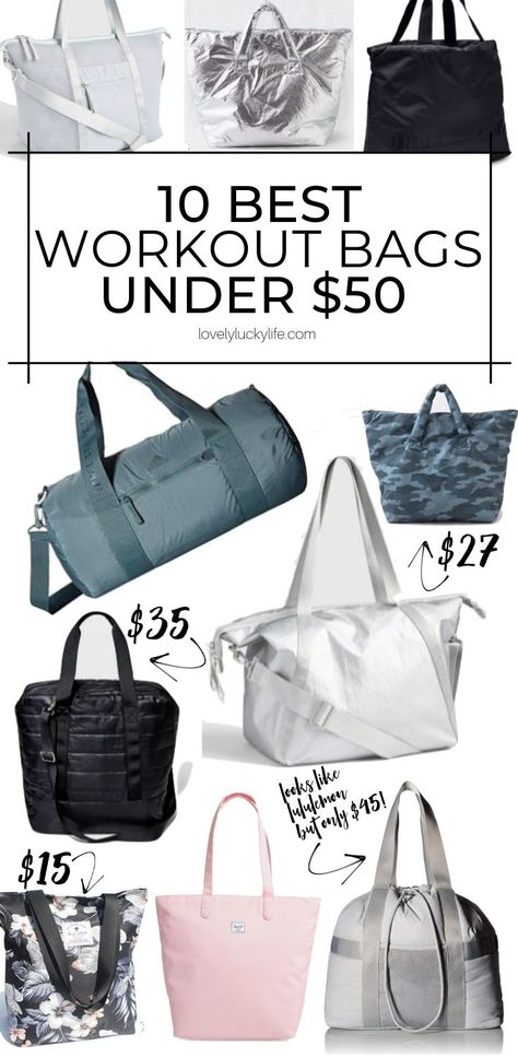 best workout bags under $50 - these gym bags are SO cute and all inexpensive! Target Gym Bag, Small Gym Bag For Women, Best Gym Bags For Women, Workout Bag Essentials, Gym Bag Aesthetic, Gym Bag Organization, Cute Gym Bag, Bum Bag Outfit, Gym Tote Bag