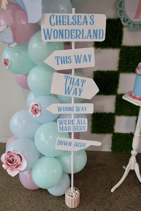 Welcome To Onederland, Alice In Wonderland Party One Year Old, Alice In Wonderland Two Year Old Party, Alice And Onederland Party, Alice In Wonderland Half Birthday, Alice In Wonderland First Birthday Ideas, Alice Wonderland Bakery Birthday Party, 1st Birthday Onederland Theme, Onederland Birthday Party Food