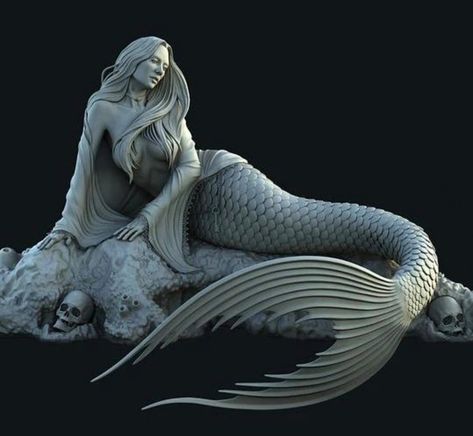 Mermaid Artwork Fantasy, Mermaid Statue, Creature 3d, Siren's Lament, Mermaid Sculpture, Mermaid Artwork, Anatomy Sculpture, Mermaid Statues, Anne Stokes