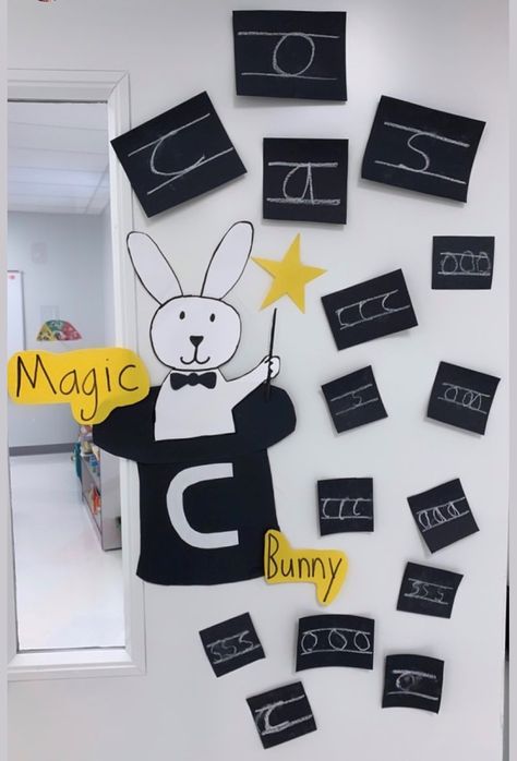 “Introduced my friends to the Magic C Bunny this week!” ❤️ 🎩 🐰  - Jess Socia, OTR/L,  Parrish Charter Academy Magic Bunny, Alphabet Activity, Bunny Craft, Letter Crafts, Pre Writing Activities, Classroom Tools, Creative Classroom, Letter A Crafts, Bunny Crafts