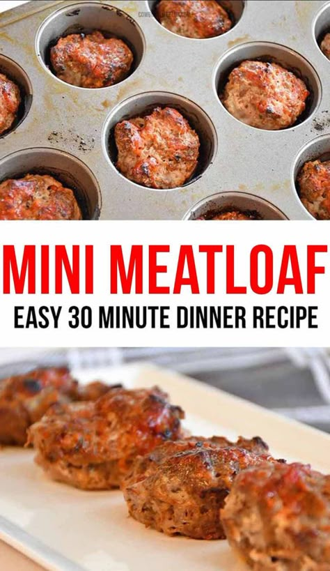 Easy Mini Meatloaf Recipe, Dinner Recipe Ground Beef, Easy Mini Meatloaf, Mini Meatloaf Recipe, Meatloaf Muffins Recipe, Mini Meatloaf Muffins, Mini Meatloaf Recipes, Recipe Ground Beef, Mini Meatloaf