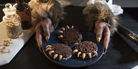 Werewolf Party Ideas, Wolf Food Ideas, Horror Movie Themed Desserts, Werewolf Themed Party, Werewolf Themed Snacks, Werewolf Snacks, Werewolf Party, Werewolf Themed Food, Werewolf Themed Drinks