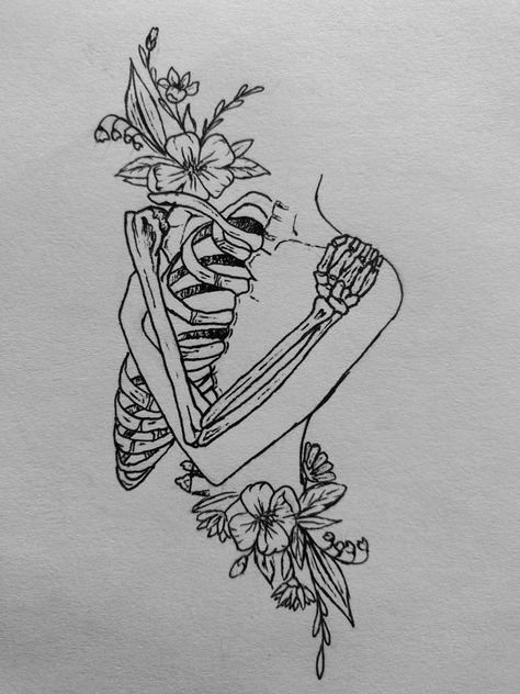 I Am Mine Again Tattoo, Stepping Into A New Me Tattoo, Half Woman Half Skeleton Tattoo, Hip Tattoos Stencils, Simple Skull And Flower Tattoo, Skeletal Sleeve Tattoo, Learning To Love Yourself Tattoos, Skeleton Plants Tattoo, I Didnt Come This Far To Only Tattoo