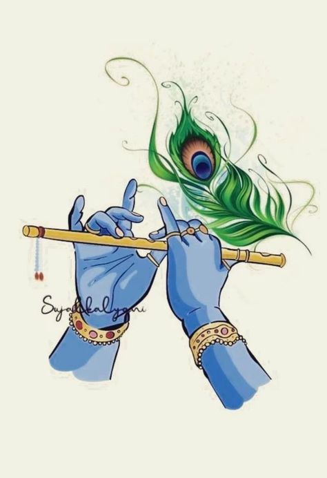 Krishna tattoo Playing The Flute, Blue Minimalist, Beautiful Peacock, Background Aesthetic, Like Comment Share, Peacock Feather, Lord Krishna, Aesthetic Design, Artist Art