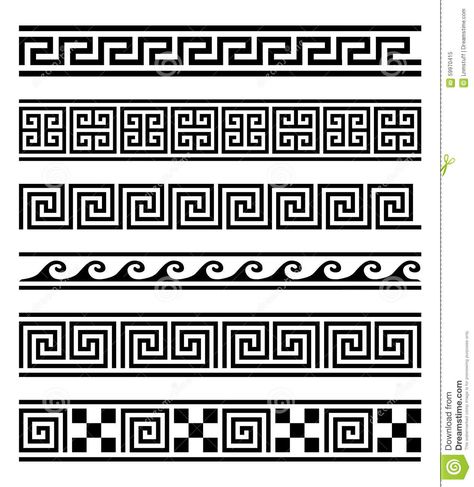 Illustration about Vector collection of 6 greek style geometric frames on white background. Vector elements for your design. Illustration of decoration, black, culture - 59970415 Roman Pattern Design, Roman Pattern, Greek Ornament, Band Tattoo Designs, Greek Pattern, Ancient Greek Art, Vector Elements, Greek Design, Greek Tattoos