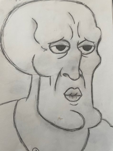 How To Draw Handsome Squidward, Handsome Squidward Tattoo, Handsome Squidward Drawing, Spongebob Character Drawings, Carlos Bob L'eponge, Cool Drawings For Boys, Funny Drawings Sketches Doodles, Spongebob Art Drawing, Comedy Drawings