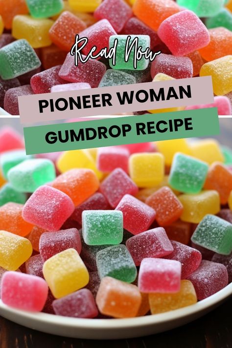 Add some sweet and colorful fun to your baking repertoire with this unique gumdrop recipe from the Pioneer Woman. Try it today for a special treat! Gum Drop Candy Recipe, Homemade Gumdrops Recipes, Homemade Gum Drops, Candy On A Stick Ideas, Gumdrop Nougat Candy Recipes, Candy Recipes For Molds, Easy Sweet Treats Recipes, Unique Candy Recipes, Back To School Baked Treats