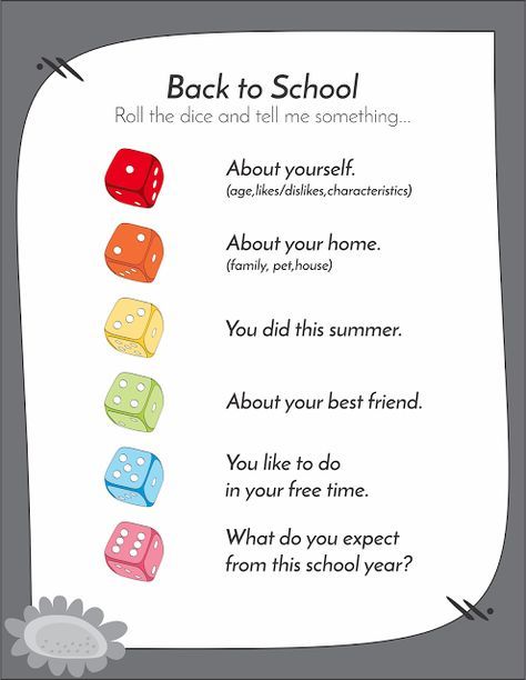 Can be used more than just in the classroom. Also with OT groups. Fun and interactive way of getting to know other kids. Children get to roll the dice for the question they have to answer. Works on social participation, sharing, turn taking-social interaction skills First Day Games Ice Breakers, Class Ice Breakers First Day, Ice Breaker Games For Kids First Day, Mops Games, Ice Breaker Games For Kids, Ice Breaker Games For Adults, School Icebreakers, Classe Harry Potter, Presente Simple